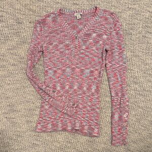 Sundance Ribbed Knit Henley Sweater Multicolor Size Small